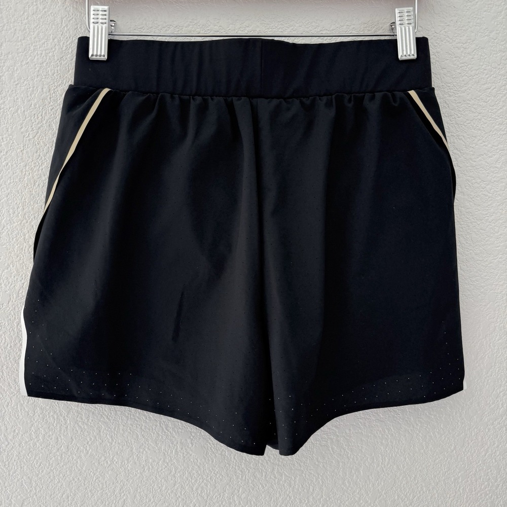 Wilson Womens Retro Tennis Pickleball Shorts Small Black Lined Mesh Performance